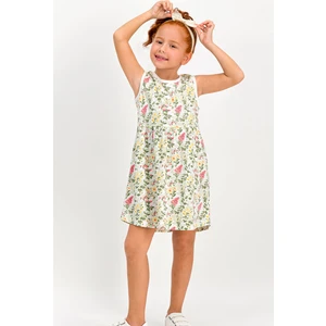 Little Flowers Krem Kolsuz Kız Çocuk Homewear Elbise