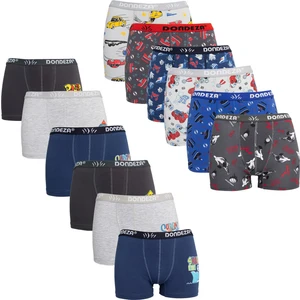 12'li Pamuklu Penye Erkek Çocuk Baskılı-Desenli Boxer