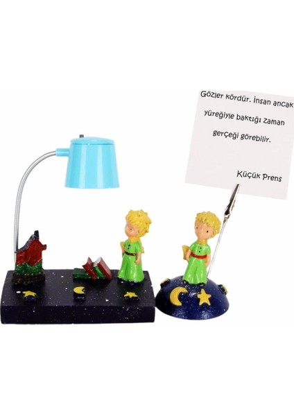 Küçük Prens Işıklı Biblo Masa Gece Lambası Küçük Prens Notluk Hediye Seti