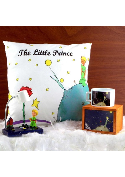 Küçük Prens Süper Üçlü Set Küçük Prens Kutulu Kupa Büyük Yastık Işıklı Biblo