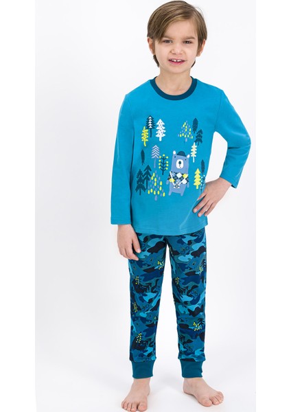 Bear Kamuflaj Açık Petrol Erkek Çocuk Pijama Takımı
