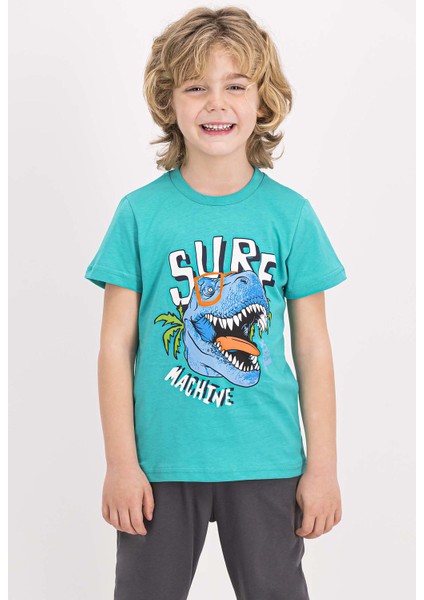 Erkek Çocuk Kısa Kollu Pijama Takımı Mint