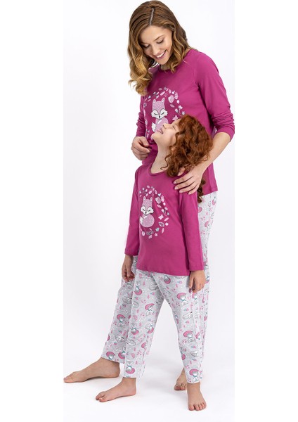 Little Fox Mat Gül Kurusu Kız Çocuk Pijama Takımı