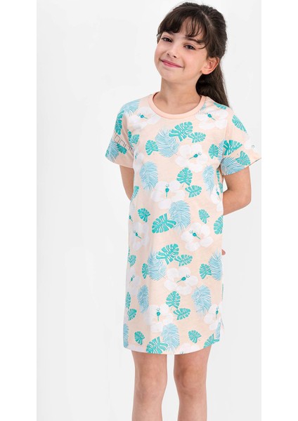 Tropical Yavruağzı Kısa Kollu Kız Çocuk Homewear Elbise fiyatları