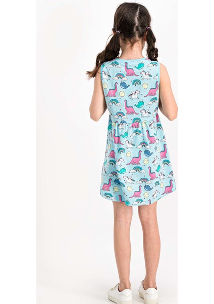 Unicorn Bebe Mavi Kolsuz Kız Çocuk Homewear Elbise modelleri