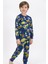 Super Dino Koyu Indigo Erkek Çocuk Pijama Takımı 1