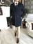 Italyan Stil Slim Fit Mevsimlik Erkek Trençkot Mont Lacivert T4979 3