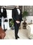 İtalyan Kesim Ceket Yelek Pantolon Damatlık Set Siyah T4913 5