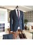 İtalyan Stil Slim Fit Çizgili Erkek Ceket Pantolon Takım Elbise Koyu Lacivert T4896 2