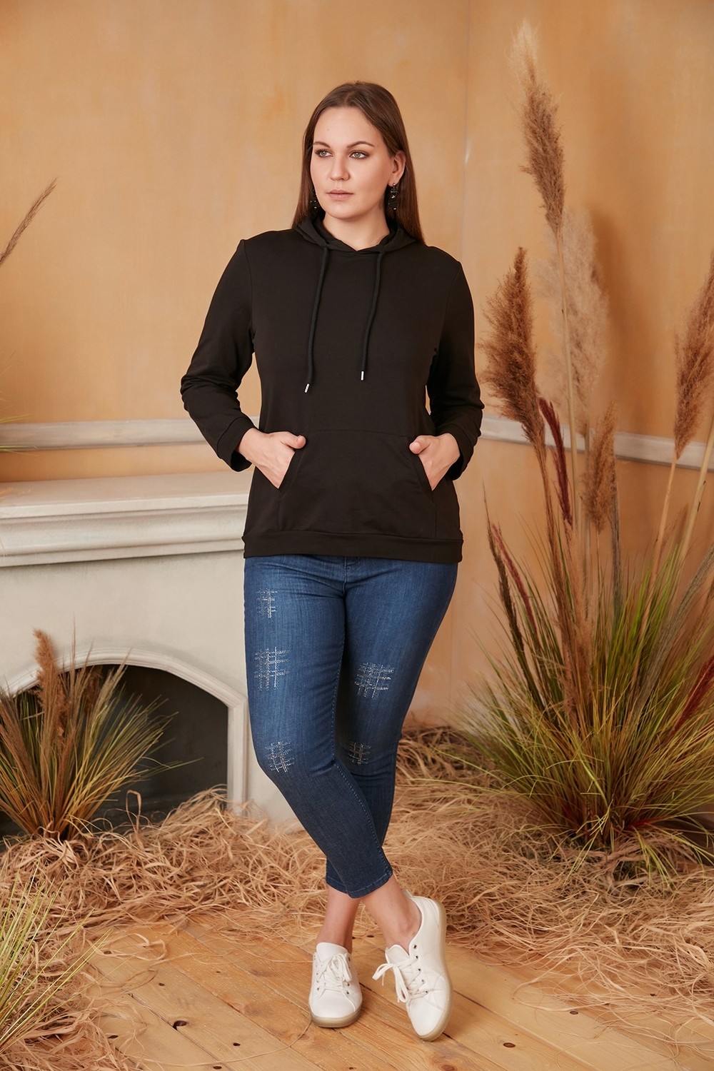 Rmg Kapüşonlu Büyük Beden Sweatshirt