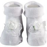 Mini Damla Minidamla Kız Bebek Güllü Soket Çorap 0-3 Ay Beyaz