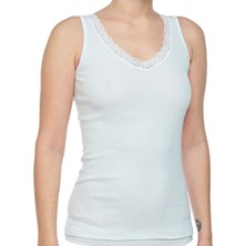 FSM1453 Kadın Pamuklu V-Yaka Dantellı Atlet 2'li