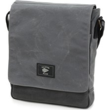 Old Cotton Cargo 7112 Postacı Omuz Çantası Bayan ve Erkek için Çapraz Su Geçirmez Mumlu Kanvas Çok Bölmeli Gözlü Okul Tablet Çanta - Gri