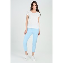 Sense Pantolon - Bilekte Atlas Kumas Pantolon | PNT19003 Mavı