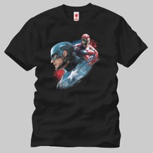 Crazy Captain America And Iron Man Painting Erkek Tişört
