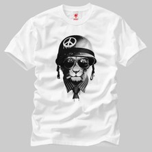 Crazy Lion Peace Soldier Erkek Tişört