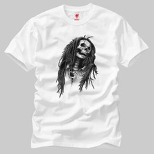 Crazy Bob Marley Skull Erkek Tişört