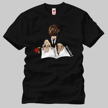 Crazy Death Note Yagami Writing With Apple Erkek Tişört