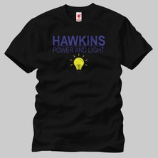 Crazy Stranger Things Hawkins Power And Light Erkek Tişört