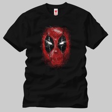 Crazy Deadpool Face Line Erkek Tişört