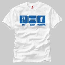 Crazy Eat Sleep Facebook Erkek Tişört