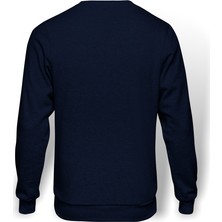 Tshirthane Meraklı Pen Home Baskılı İndigo Mavi Lacivert Erkek Örme Sweatshirt Uzun kol