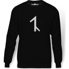 Tshirthane Türk Boyları Avşar Baskılı Siyah Erkek Örme Sweatshirt Uzun kol