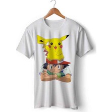 Art Hediye Pokemon Pikachu Logo Baskılı Tişört Tshirt