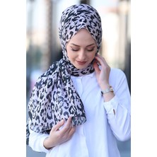 Stella Leopar Desen Şal Pudra Siyah 70X180CM