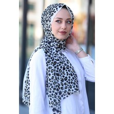 Stella Leopar Desen Şal Siyah Beyaz 70X180CM