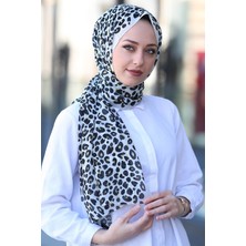 Stella Leopar Desen Şal Siyah Beyaz 70X180CM