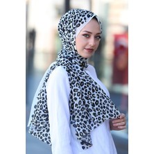Stella Leopar Desen Şal Siyah Beyaz 70X180CM
