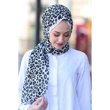 Stella Leopar Desen Şal Siyah Beyaz 70X180CM
