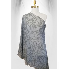 Stella Yaprak Desen Baskılı Gri Rengi Şal 70X180CM