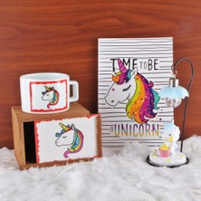 Unicorn Kutulu Kupa Işıklı Biblo Gece Lambası Unicorn Defter Hediye Seti