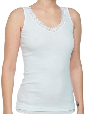 FSM1453 Kadın Pamuklu V-Yaka Dantellı Atlet 2'li