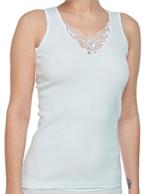 FSM1453 Kadın Pamuklu V-Yaka Dantellı Atlet