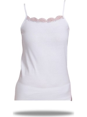 FSM1453 Kadın Pamuklu Ip Askılı Dantellı Atlet 6'lı