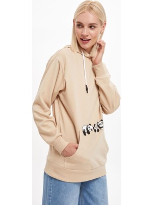 DeFacto Eğlence Temalı Regular Fit Kapüşonlu Kanguru Cepli Uzun Kollu Sweatshirt S1160AZ20AU