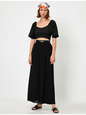 Koton Kadın Yüksek Bel Kemerli Uzun Etek