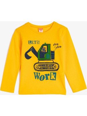 Koton Erkek Çocuk Bisiklet Yaka Yazılı Baskılı Uzun Kollu T-Shirt