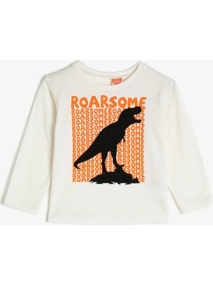Koton Erkek Çocuk Pamuklu Uzun Kollu Bisiklet Yaka Baskılı T-Shirt
