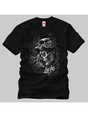 Crazy Girl Tattoo Skull Erkek Tişört