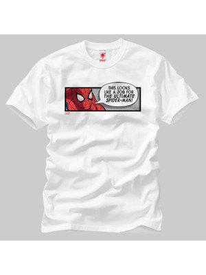Crazy Spiderman Comic Panel Erkek Tişört