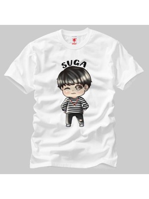 Crazy Bts Cartoon Suga Chibi Erkek Tişört