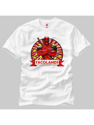 Crazy Deadpool Tacolands Super Hero Erkek Tişört