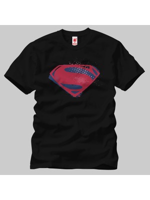 Crazy Justice League Superman Symbol Brush Halftone Erkek Tişört