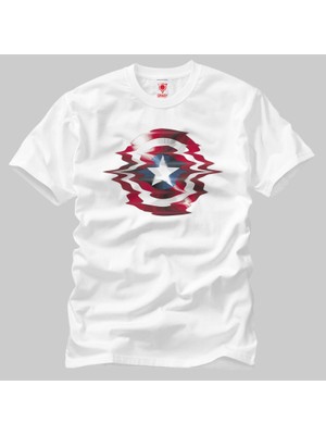 Crazy Distorted Captain America Shield Erkek Tişört