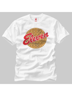 Crazy Stranger Things Eleven Waffle Logo Erkek Tişört