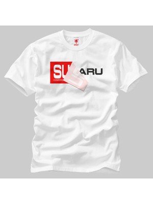 Crazy Subaru Red Logo Erkek Tişört